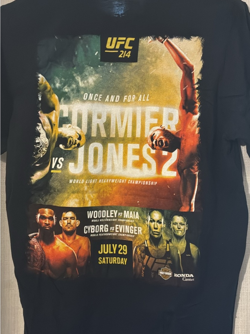 Official UFC 214 Jon Jones vs Cormier 2 Black T-Shirt with White Logo